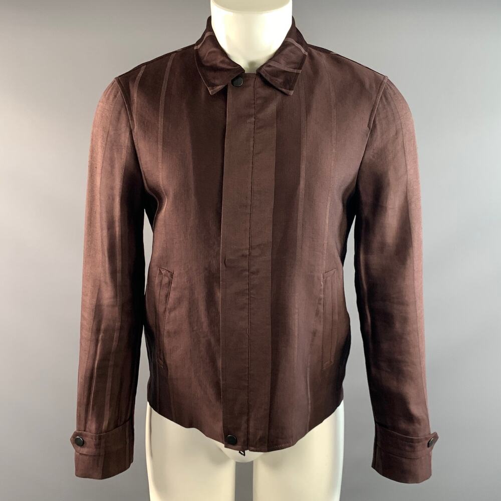 JOHN VARVATOS SS2019 Chest Size 44 Size M Burgundy O1806V1-BOFL Stripe Jacket